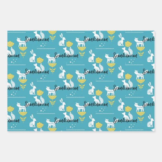 Norwegen, Skandinavien, Bäume, Vögel, Tiere Geschenkpapier Set (Vorderseite 3)