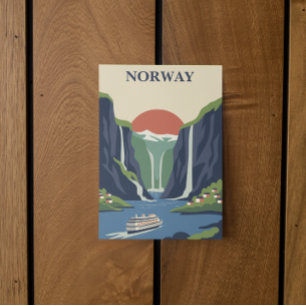 Norwegen Skandinavien Europa Fjord Minimalistisch  Karte