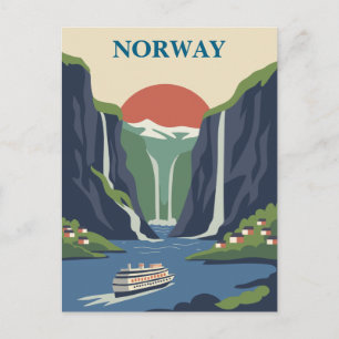 Norwegen Skandinavien Europa Fjord Minimalistisch  Postkarte