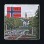 Norwegen Skandinavien Oslo Vigeland reisen Souveni Magnet<br><div class="desc">Norwegen,  Skandinavien,  Oslo Vigeland Park,  norwegische Flagge,  Reise-Souvenir</div>