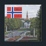 Norwegen Skandinavien Oslo Vigeland reisen Souveni Magnet<br><div class="desc">Norwegen,  Skandinavien,  Oslo Vigeland Park,  norwegische Flagge,  Reise-Souvenir</div>