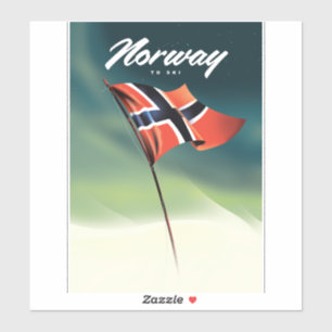 Norwegen Ski-Plakat Aufkleber