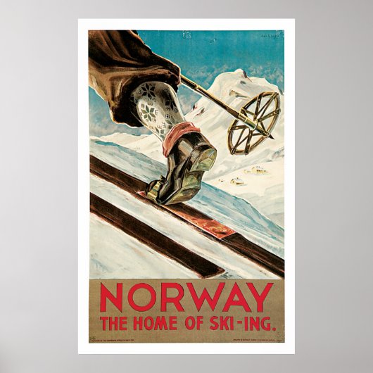Norwegen Ski Vintage Reise Poster (Vorne)