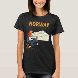 Norwegen Skifahrer Berg Retro Reise T-Shirt