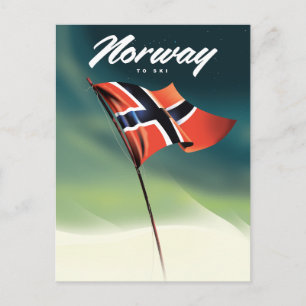 Norwegen-Skiplakat Postkarte