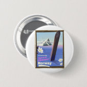 Norwegen Snowboarden Vintages Reiseplakat Button (Vorne & Hinten)