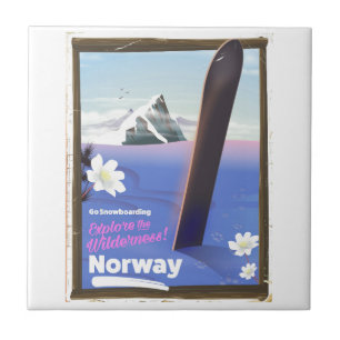 Norwegen Snowboarden Vintages Reiseplakat Fliese