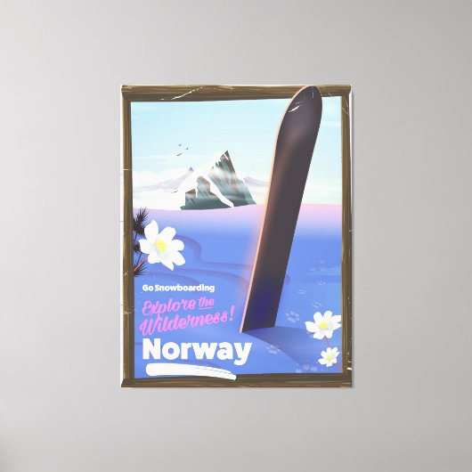 Norwegen Snowboarden Vintages Reiseplakat Leinwanddruck (Vorderseite)