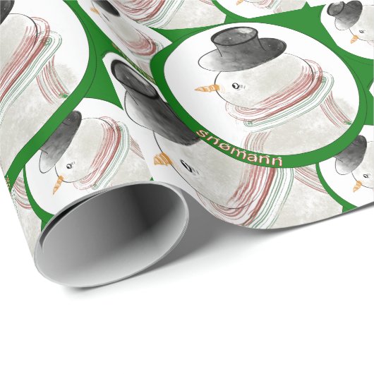 Norwegen Snowman Christmas Wrapping Paper Geschenkpapier (Rolleneckpunkt)