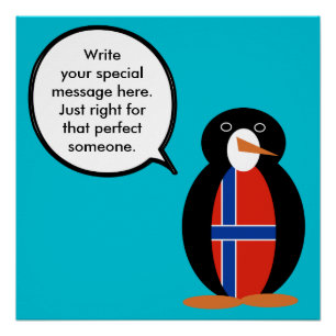 Norwegen Sprechende Frau Penguin Personalisiert Poster