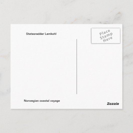 Norwegen, Statasradder Lehmkul Postkarte (Rückseite)