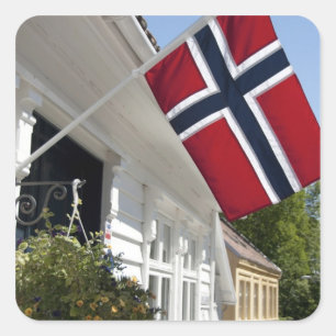 Norwegen, Stavanger. Historische Aussicht auf die  Quadratischer Aufkleber