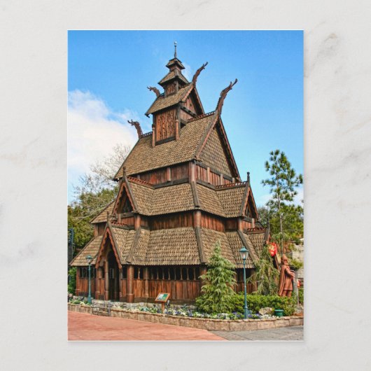 Norwegen, Stave Church Postkarte (Vorderseite)