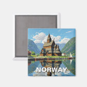 Norwegen Stave Church Travel Magnet (Vorderseite/Rückseite)