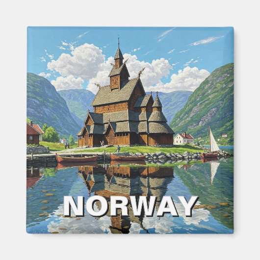 Norwegen Stave Church Travel Magnet (Vorne)