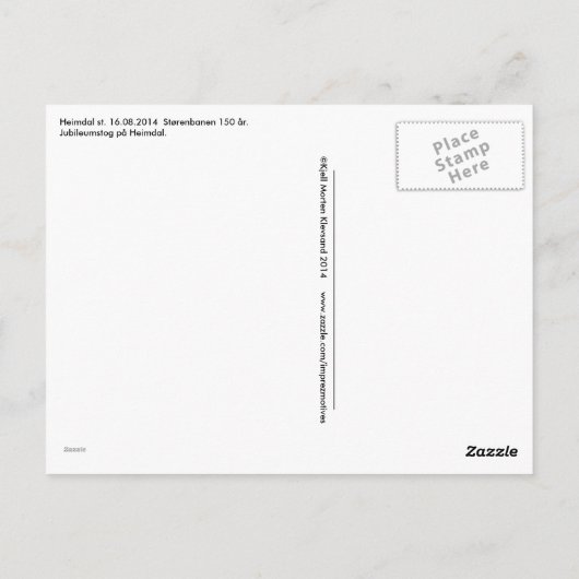 Norwegen: Størenbanen 150 år, Heimdal Postkarte (Rückseite)