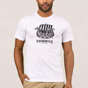 Norwegen-T - Shirt mit Wikingern in der drekar