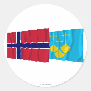 Norwegen und Møre og Romsdal wellenartig bewegend Runder Aufkleber