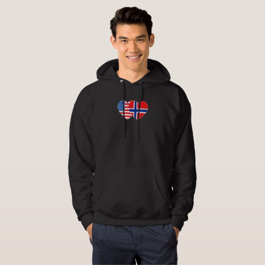 Norwegen & USA Flag Twin Heart für norwegische Ame Hoodie (Vorne ganz)