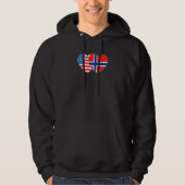 Norwegen & USA Flag Twin Heart für norwegische Ame Hoodie (Vorderseite)