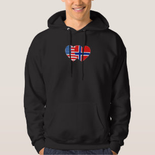 Norwegen & USA Flag Twin Heart für norwegische Ame Hoodie