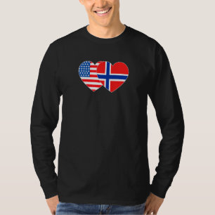Norwegen & USA Flag Twin Heart für norwegische Ame T-Shirt