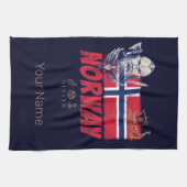 Norwegen: Viking Vintage Flagge und SchiffsSouveni Geschirrtuch (Horizontal)