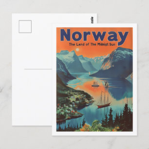 Norwegen Vintage Berühmter Reiseort Postkarte
