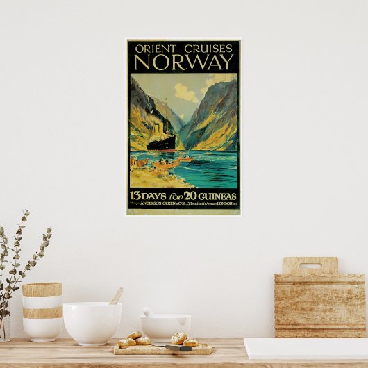 Norwegen - Vintage Schiffswerbung Poster (Küche)