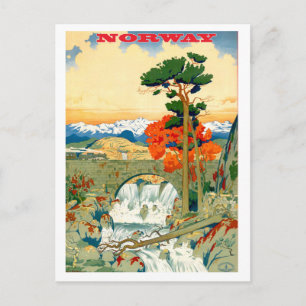 Norwegen, Wasserfall, Vintage-Reisepostkarte Postkarte