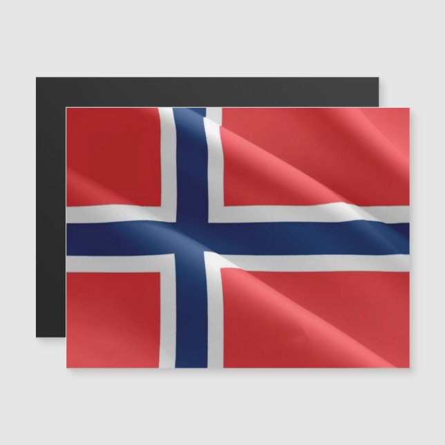 Norwegen - Waving Flag - Magnetkarte (Vorne/Hinten)