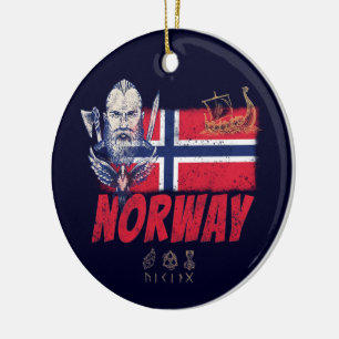 Norwegen Wikinger Vintage Flagge Und Schiff Souven Keramik Ornament
