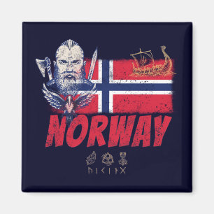 Norwegen Wikinger Vintage-Flagge und Schiff-Souven Magnet