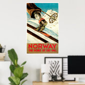 Norwegen - Zuhause für Skireisen Art Poster (Heimbüro)