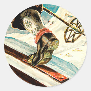 Norwegen - Zuhause für Skireisen Art Runder Aufkleber