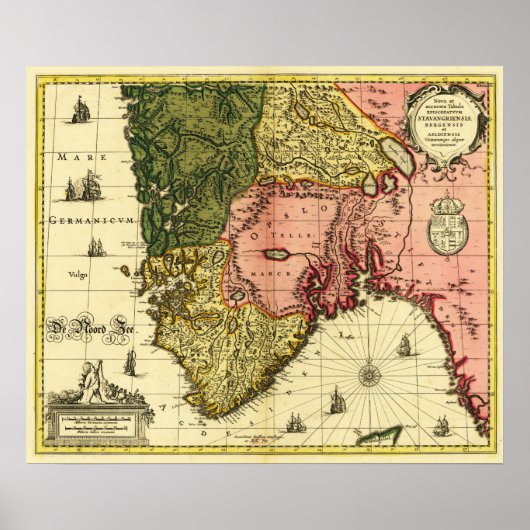 NorwegenPanoramakarte Norwegen Poster (Vorne)