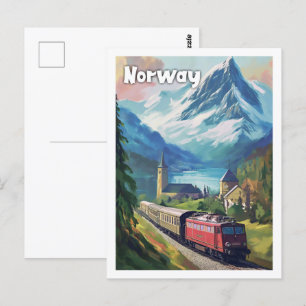 Norwegens berühmter Reiseort im Vintage-Stil Postkarte