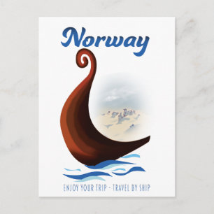 Norwegens Langboot-Reiseposter Postkarte