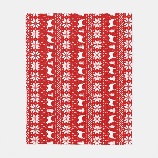 Norweger Elkhound Silhouette-Weihnachtsmuster Fleecedecke (Vorderseite)