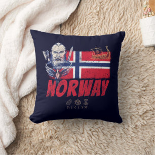 Norweger Wikinger Vintage Flagge und Schiff Souven Kissen