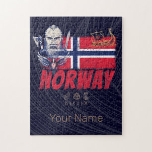 Norweger Wikinger Vintage Flagge und Schiff Souven Puzzle