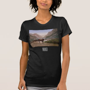 Norwegerin in einer Pferdekutsche gezeichnet T-Shirt