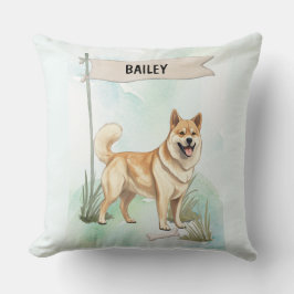 Norwegian Buhund Watercolor Personalized Dog Kissen