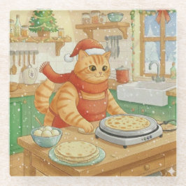 Norwegian Cat Making Christmas Lefse, Coaster Glasuntersetzer