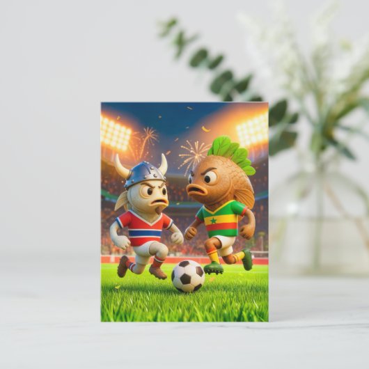 Norwegian cod versus Senegal thieboudienne fish so Postkarte (Stehend Vorderseite)