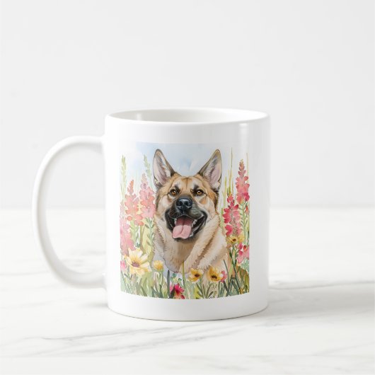 Norwegian Elkhound Wasserfarben-Tasse Kaffeetasse (Links)