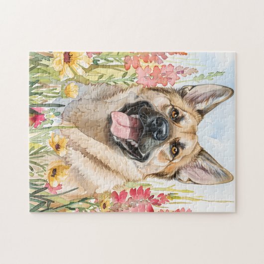 Norwegian Elkhound Watercolor Puzzle (Horizontal)