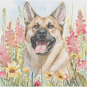 Norwegian Elkhound Watercolor Sticker (Vorderseite)