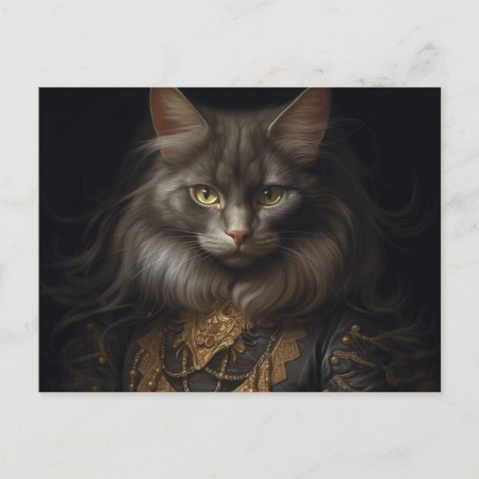 Norwegian Forest Black Cat Postkarte (Vorderseite)