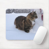 norwegian forest cat in snow mousepad (Mit Mouse)